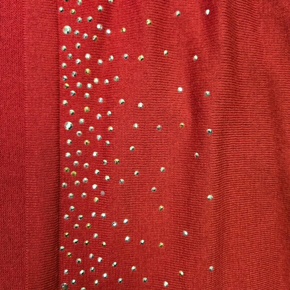 Chicos Red Embellished Open-Front Poncho Shawl OS Silk Blend Holiday - Picture 5 of 5